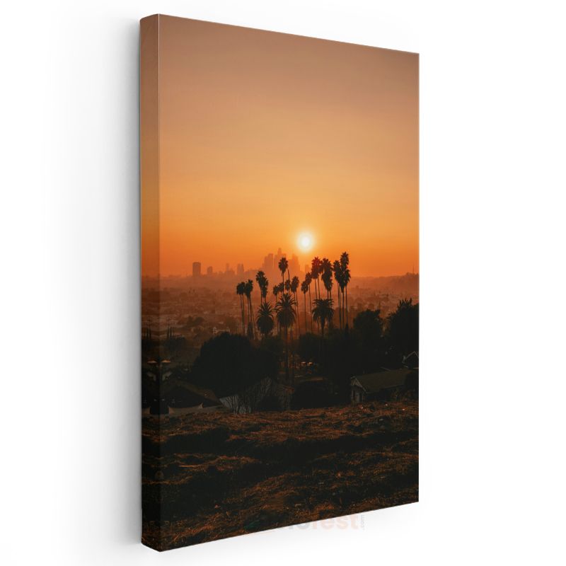Los Angeles - Palmiyeler Silüeti Kanvas Tablo