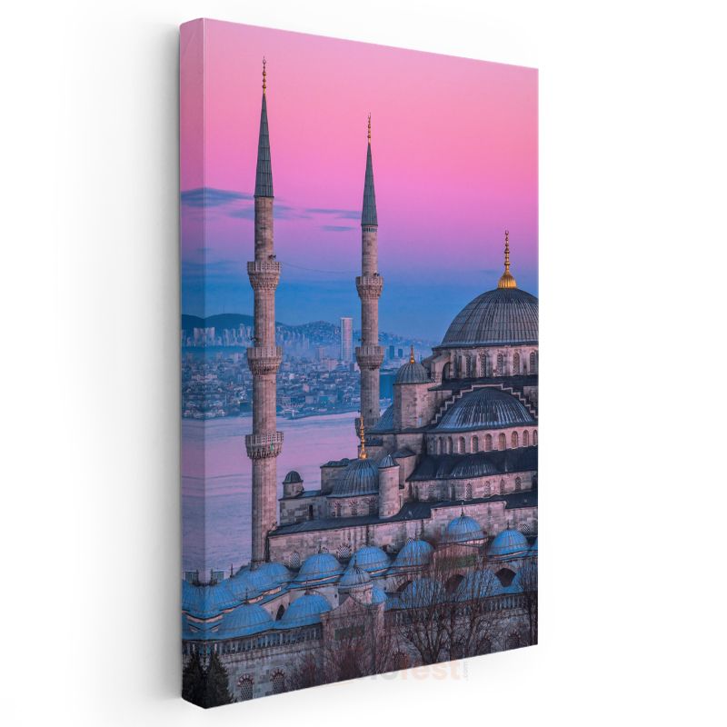 Sultanahmet Camii - Pembe Gökyüzü Kanvas Tablo