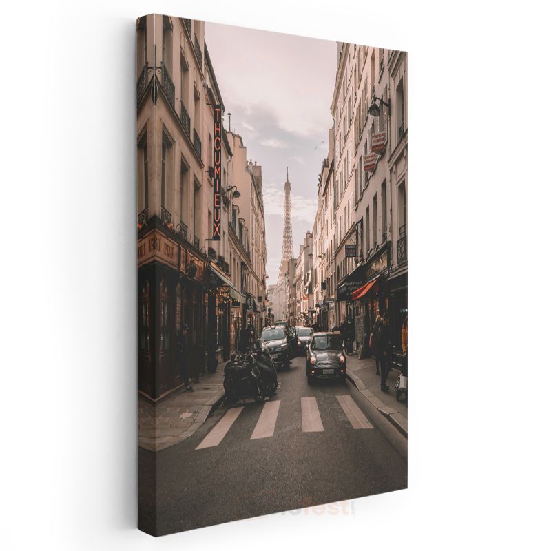 Paris Sokakları - Eyfel Manzarası Kanvas Tablo