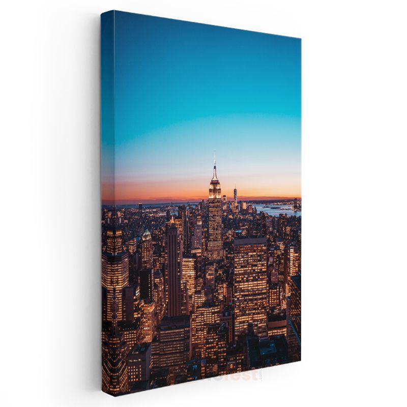 New York Silueti - Gün Batımı Kanvas Tablo