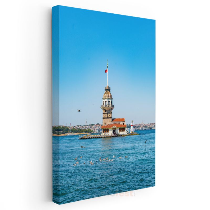 Kız Kulesi - İstanbul'un Masmavi Deniz Feneri Kanvas Tablo