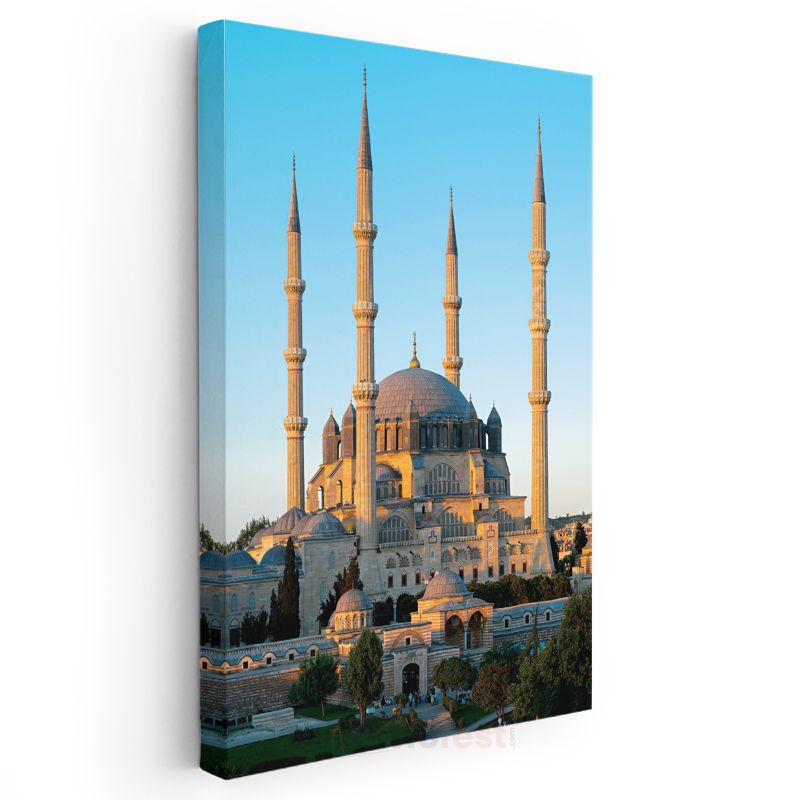 Selimiye Camii - Altın Işıkta Dört Minare Kanvas Tablo