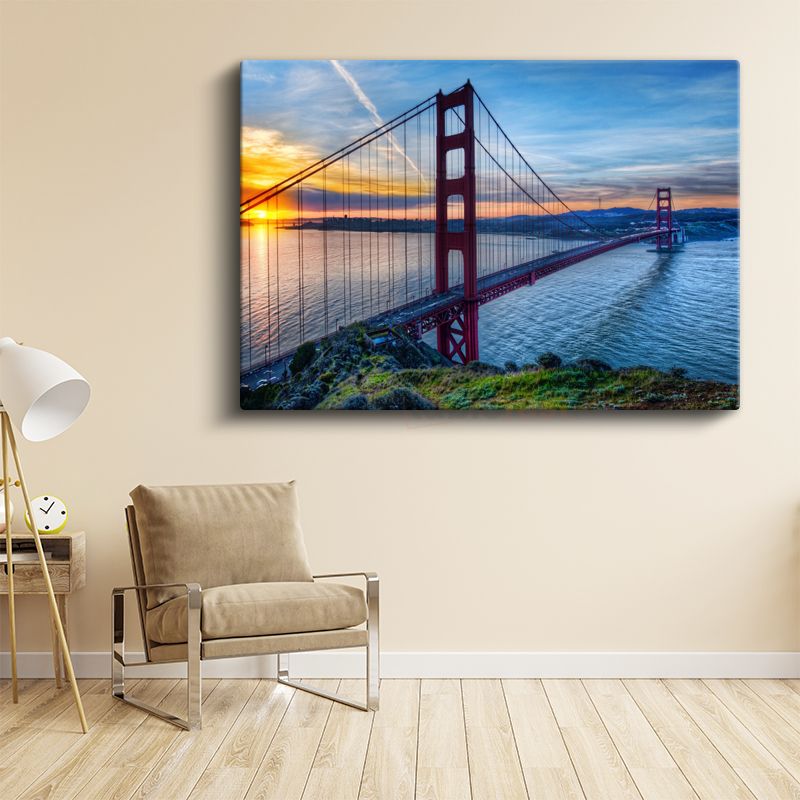 Golden Gate Köprüsü - Gün Batımında Kızıl Silüet Kanvas Tablo