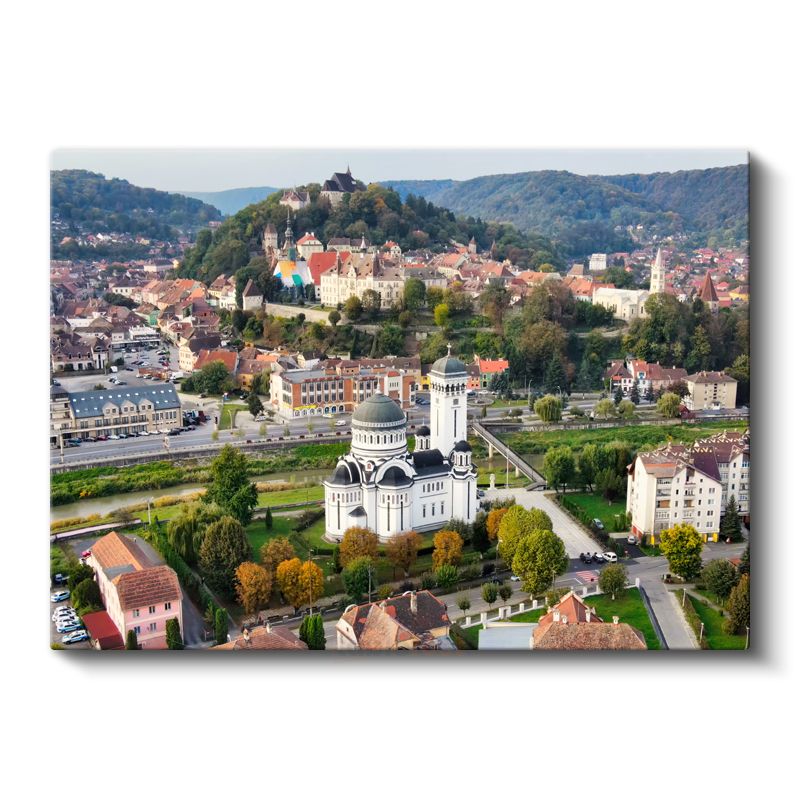 Tarihi Tepe Yerleşimi - Beyaz Katedral Manzarası Kanvas Tablo