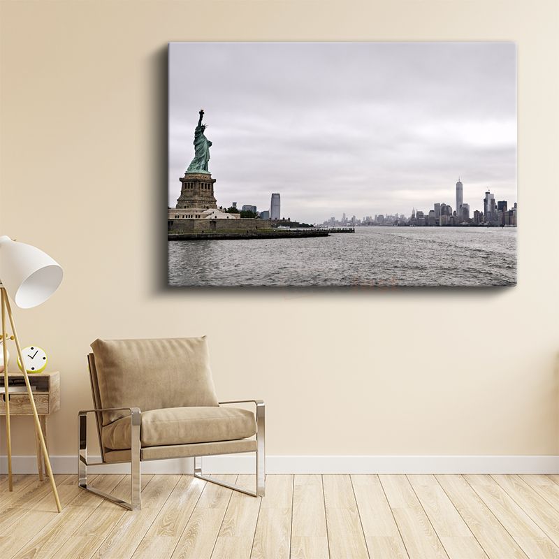 Özgürlük Heykeli - Manhattan Manzaralı Kanvas Tablo