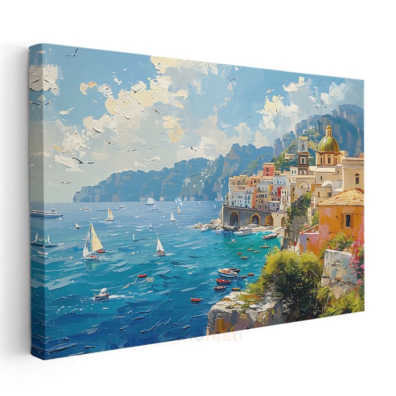 Amalfi Kıyısı - Akdeniz Esintisi Kanvas Tablo