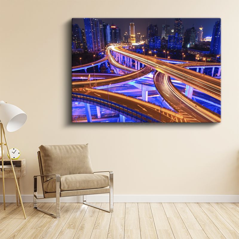 Şehir Kavşakları - Neon Işıklı Otoyollar Kanvas Tablo