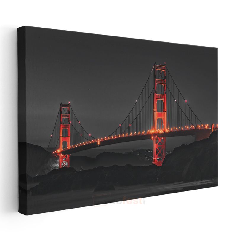 Golden Gate - Kırmızı Silüet Kanvas Tablo