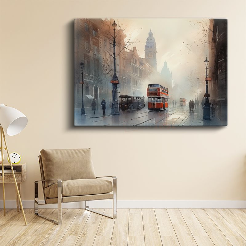 Londra Sokakları - Sisli Atmosfer Kanvas Tablo
