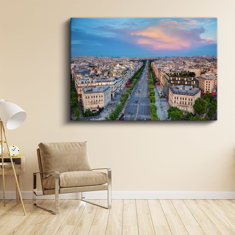 Paris Bulvarları - Kuşbakışı Görünüm Kanvas Tablo
