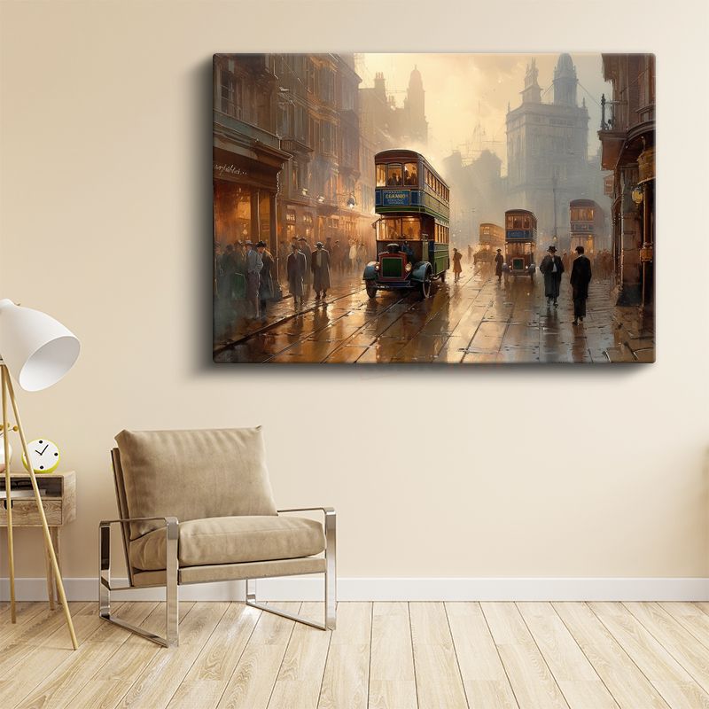 Nostaljik Londra - Tramvaylı Sokak Kanvas Tablo