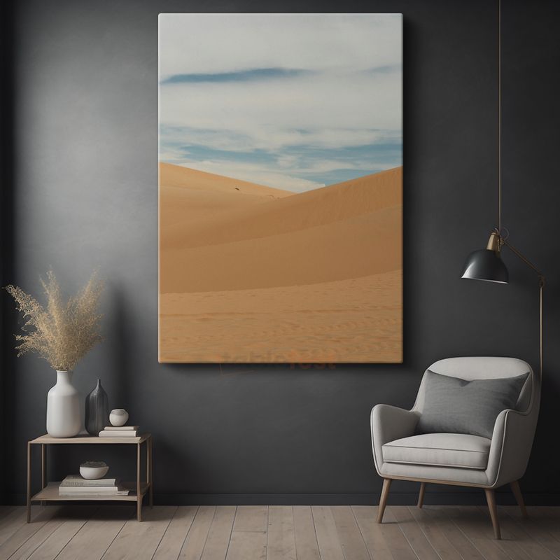 Altın Kumul Tepeler - Minimalist Çöl Manzarası Kanvas Tablo