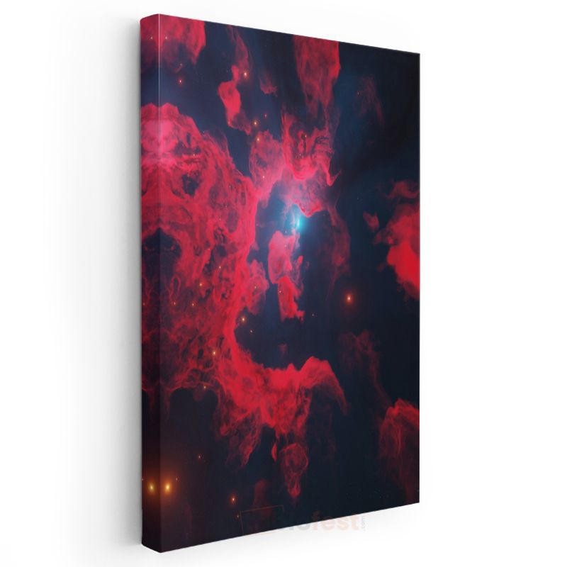 Kızıl Nebula - Kozmik Uzay Bulutu Kanvas Tablo