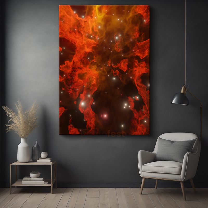 Kozmik Nebula - Kızıl Yıldız Tozları ve Uzayın Derinlikleri Kanvas Tablo