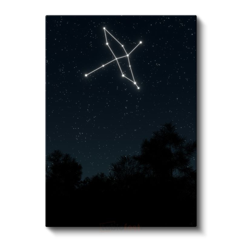 Takımyıldız - Gece Gökyüzünde Parlayan Yıldız Deseni Kanvas Tablo