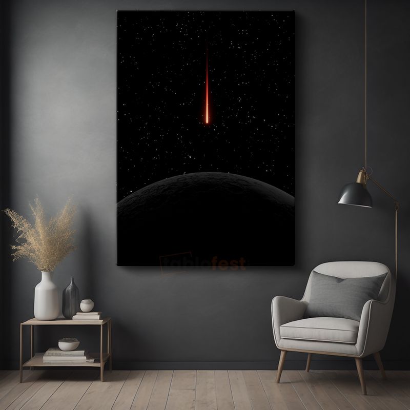 Meteor Yağmuru - Karanlık Gökyüzünde Işık İzi Kanvas Tablo