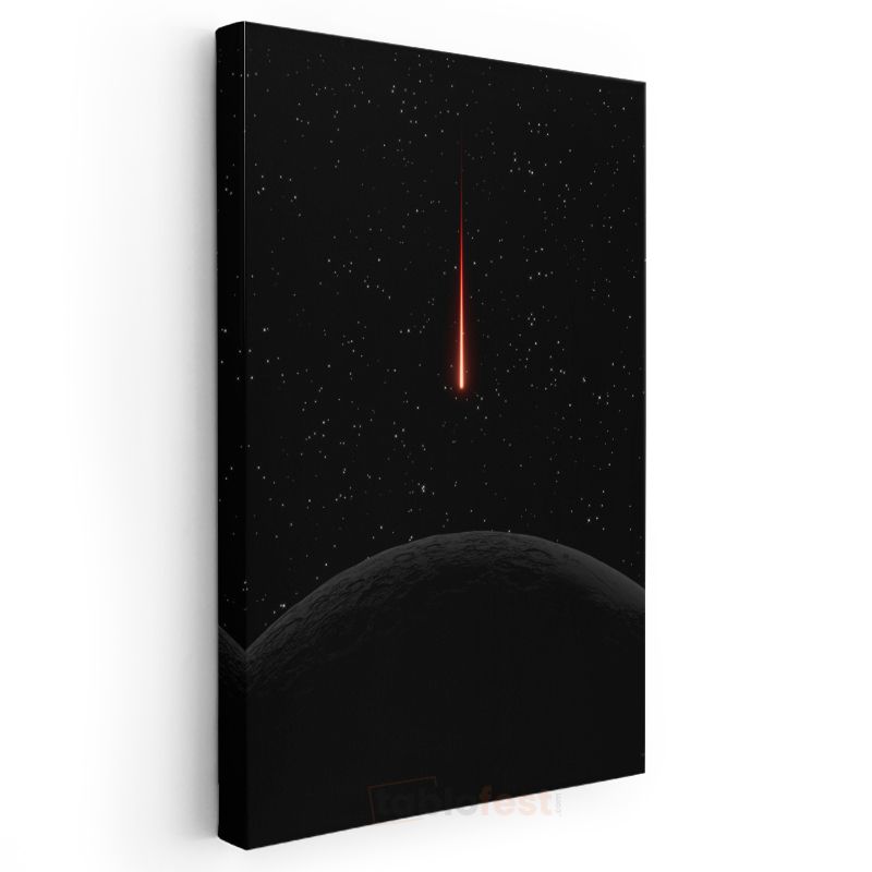 Meteor Yağmuru - Karanlık Gökyüzünde Işık İzi Kanvas Tablo