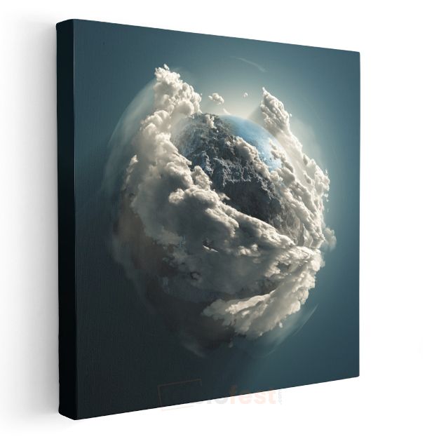 Bulutlu Dünya - Kozmik Atmosfer Kanvas Tablo