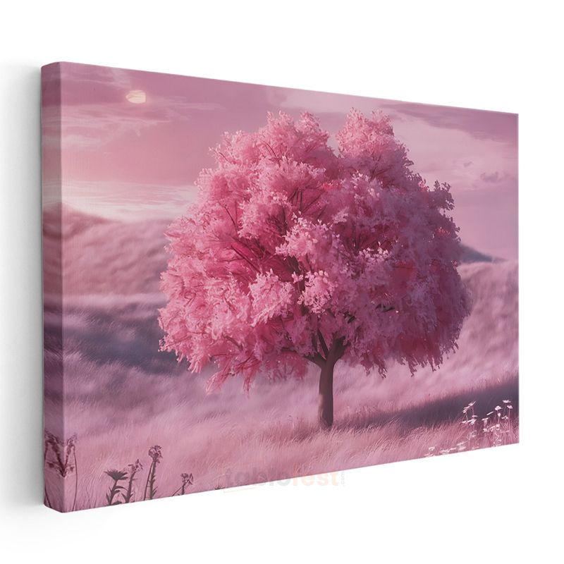 Pembe Çiçekli Ağaç - Bahar Rüyası Kanvas Tablo