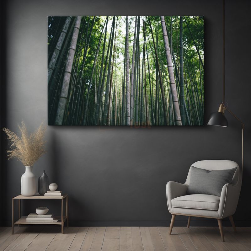 Bambu Ormanı - Göğe Uzanan Yeşil Sütunlar Kanvas Tablo