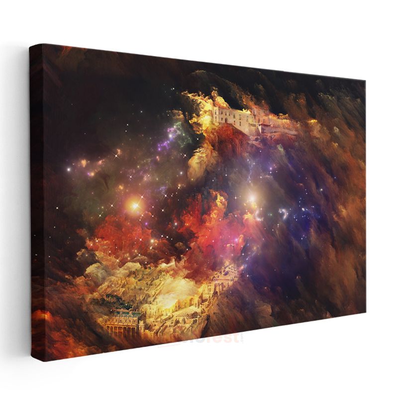 Kozmik Manzara - Renkli Nebula ve Yıldızlar Kanvas Tablo