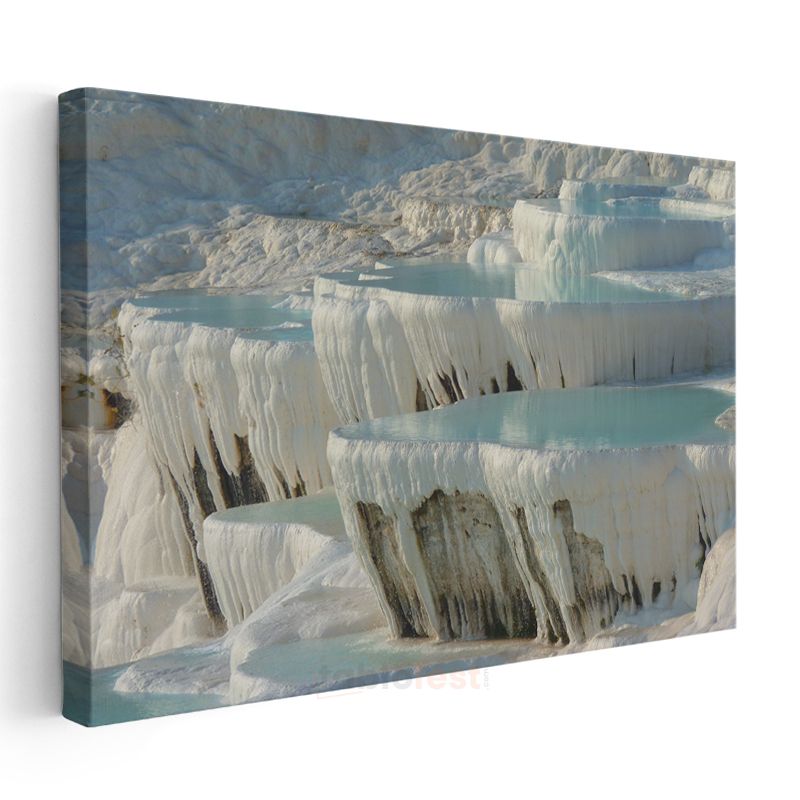 Pamukkale Travertenleri - Beyaz Mermer Havuzların Turkuaz Suları Kanvas Tablo