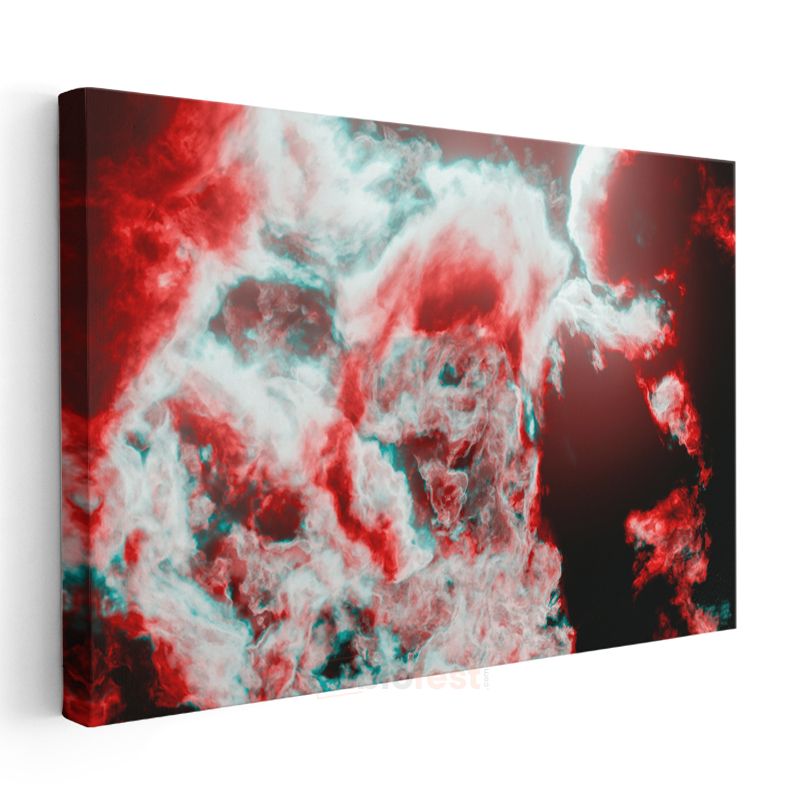 Kozmik Nebula - Kırmızı ve Turkuaz Tonlarında Uzay Bulutu Kanvas Tablo