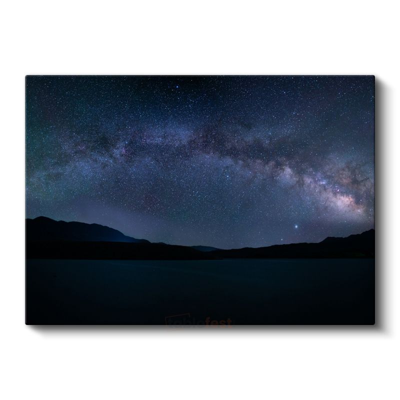Samanyolu - Dağlar Üzerinde Yıldızlı Gece Gökyüzü Kanvas Tablo