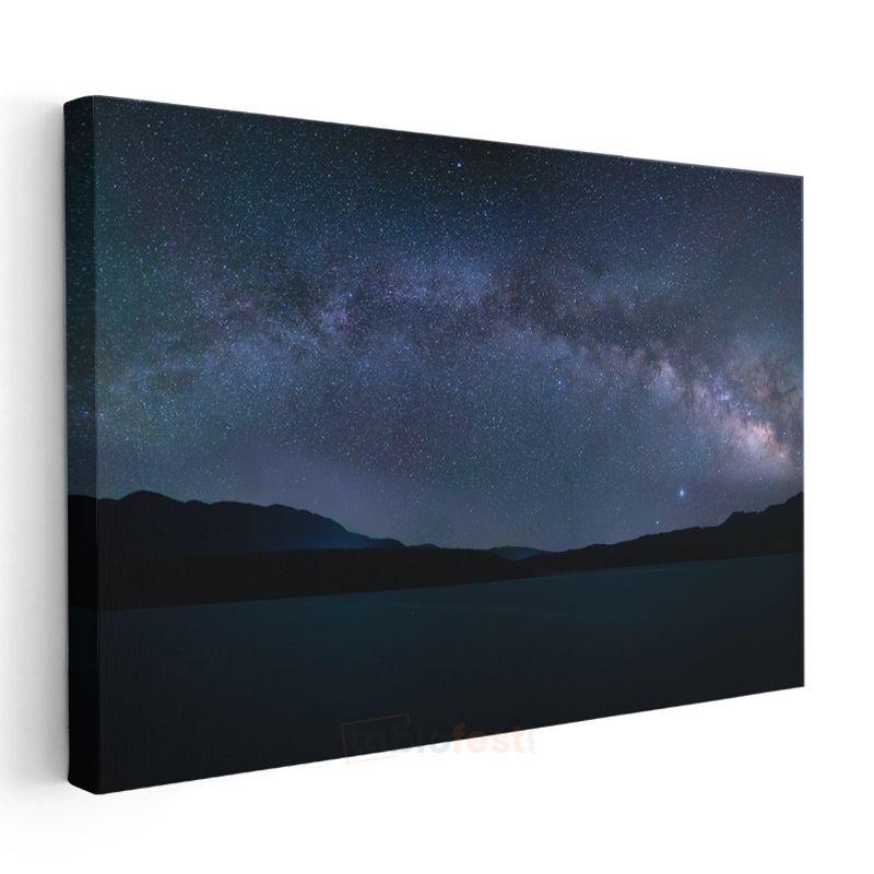 Samanyolu - Dağlar Üzerinde Yıldızlı Gece Gökyüzü Kanvas Tablo