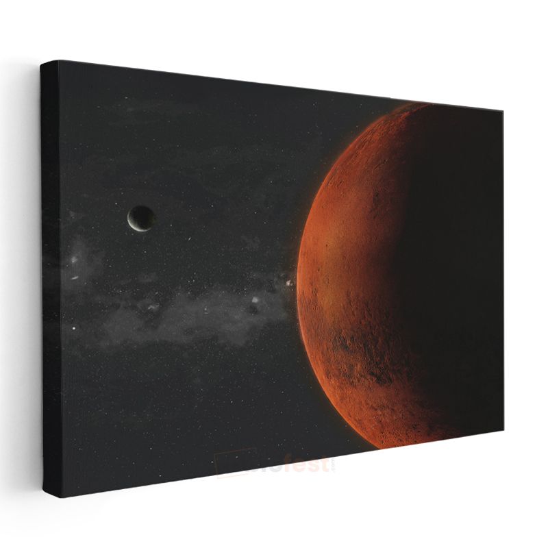 Kızıl Gezegen - Mars ve Uydusu Kanvas Tablo