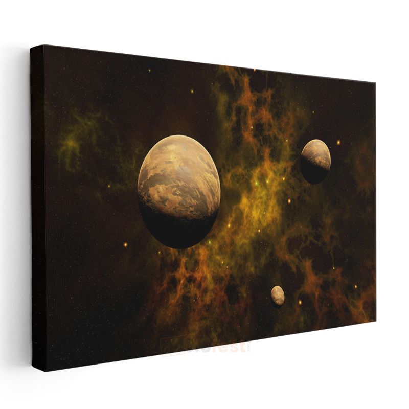 Kozmik Doğuş - Nebula İçinde Gezegenler Kanvas Tablo