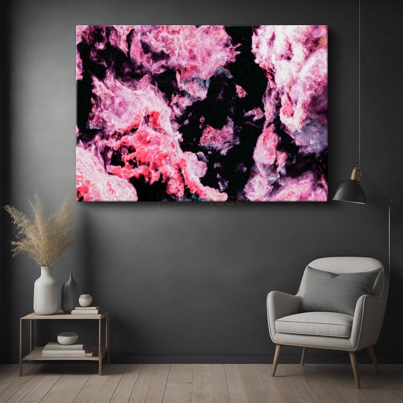 Nebula Patlaması - Pembe Kozmik Enerji Dalgaları Kanvas Tablo