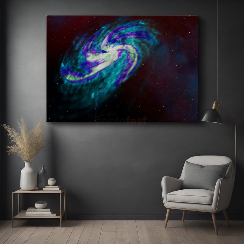Spiral Galaksi - Turkuaz ve Mor Tonlarında Kozmik Dans Kanvas Tablo