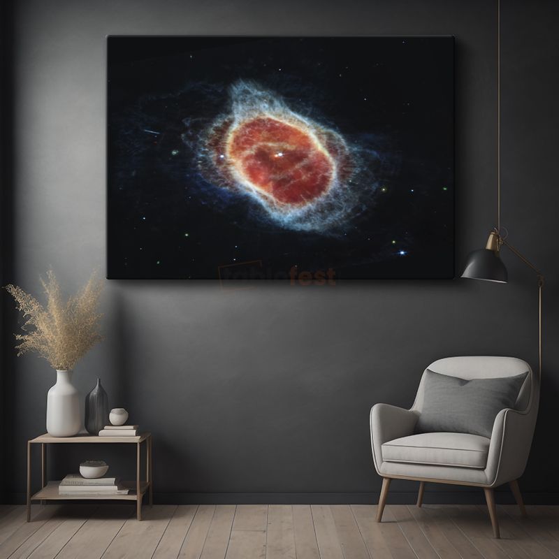 Kozmik Nebula - Uzayın Derinliklerinde Kızıl Parıltı Kanvas Tablo
