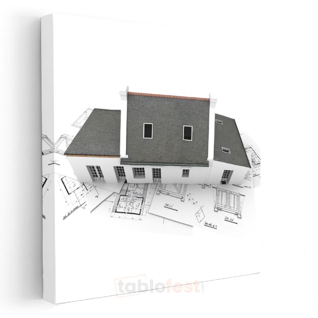 Mimar - Klasik Villa Tasarımı ve Teknik Çizimler Kanvas Tablo