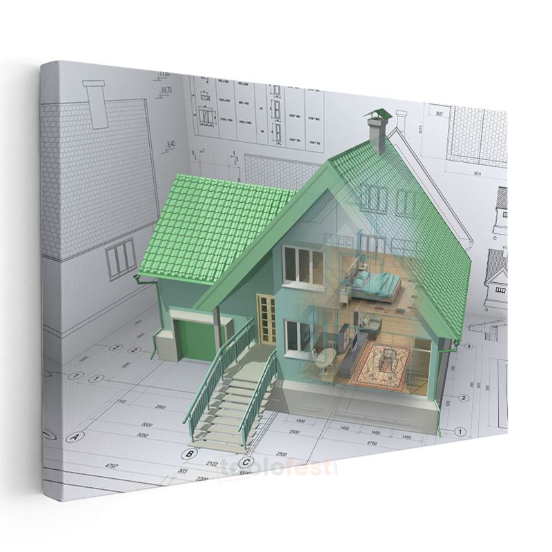 Mimar - Detaylı 3D Ev Tasarımı ve Sanal Gerçeklik Kanvas Tablo