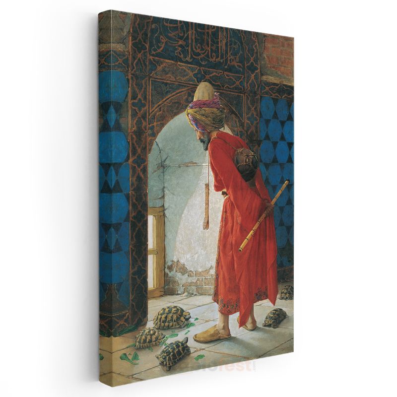 Osman Hamdi Bey - Kaplumbağa Terbiyecisi Kanvas Tablo