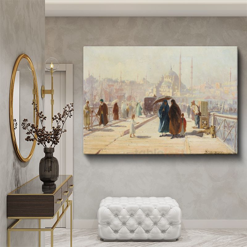 Fausto Zonaro - İstanbul İskelesi Kanvas Tablo
