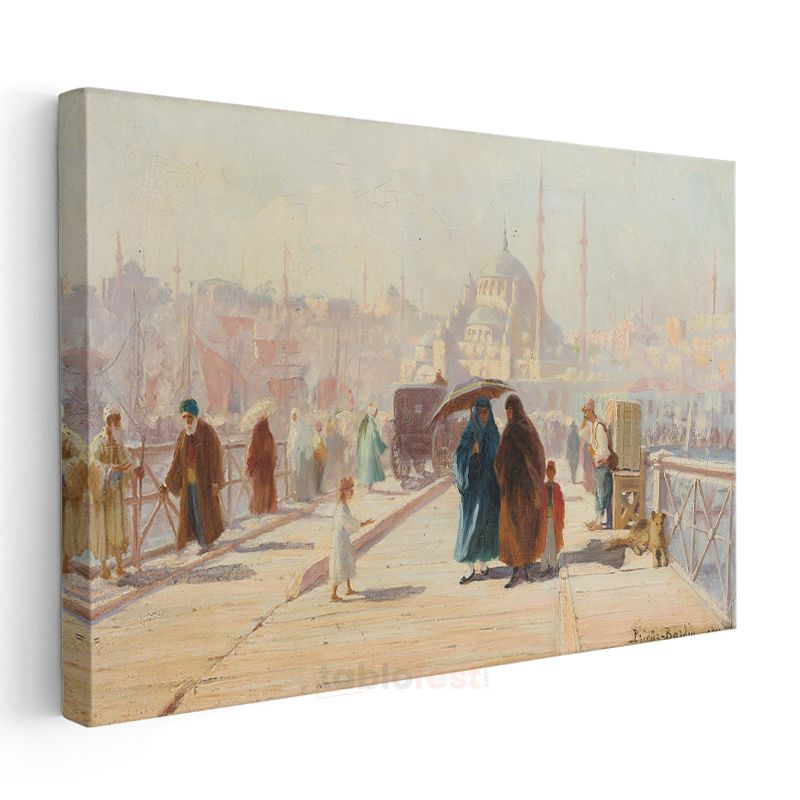 Fausto Zonaro - İstanbul İskelesi Kanvas Tablo