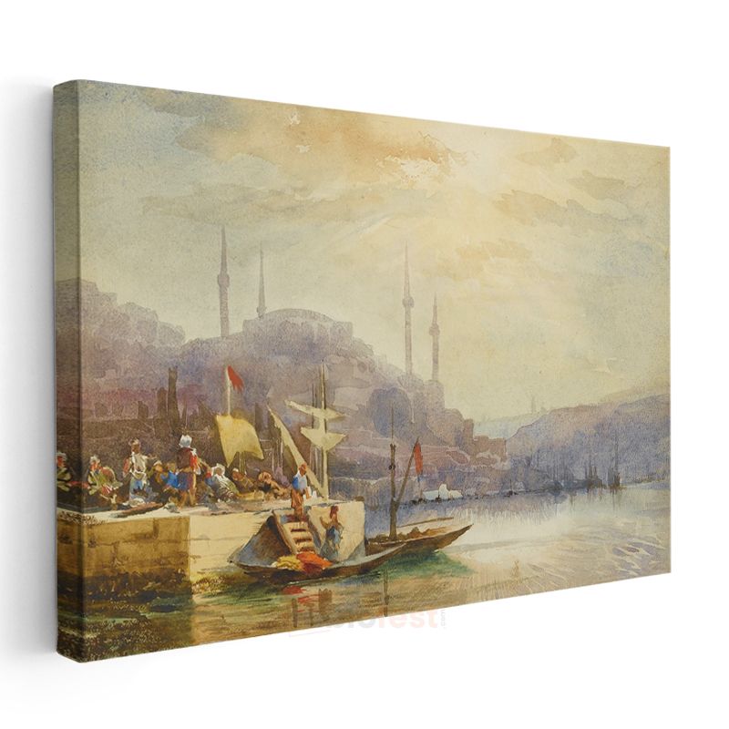 İstanbul Silueti - Boğaz'dan Şehir Manzarası Kanvas Tablo
