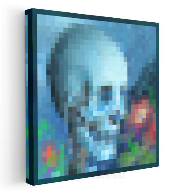 Minecraft - Skull And Roses Piksel Kanvas Tablo