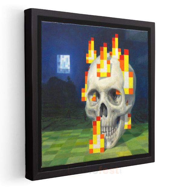 Minecraft - Skull On Fire Kanvas Tablo