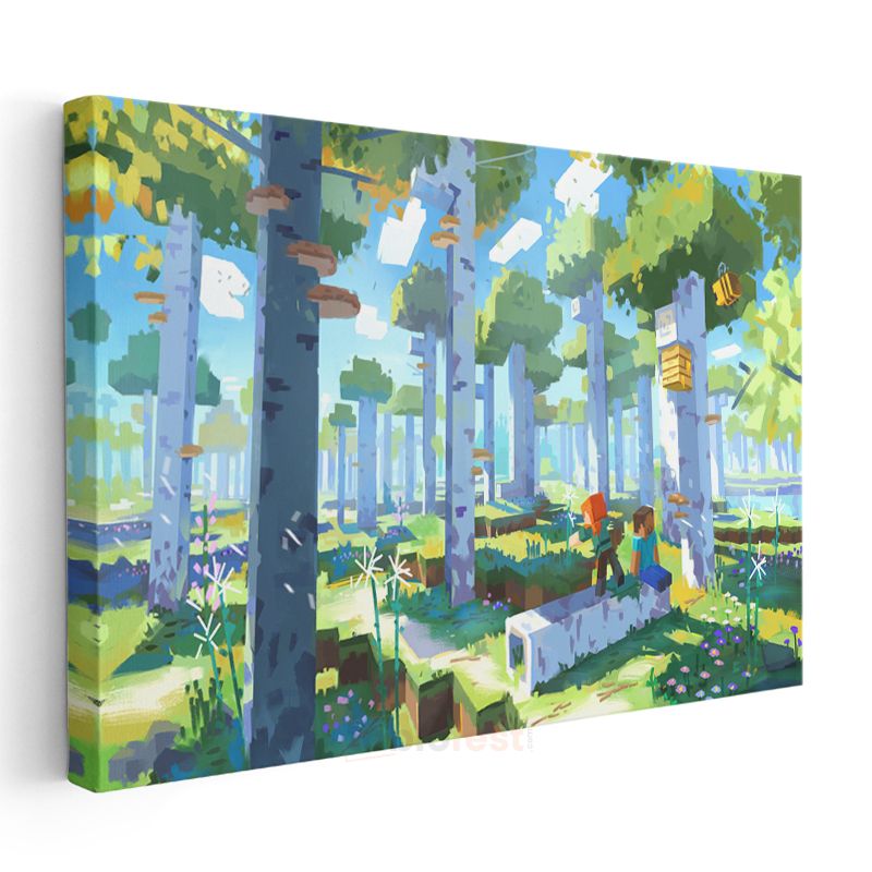 Minecraft - Orman Biyomunda Keşif Kanvas Tablo