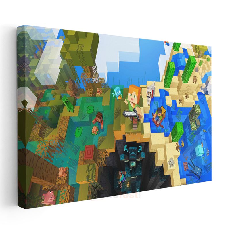 Minecraft - Çoklu Biyom Maceraları Kanvas Tablo