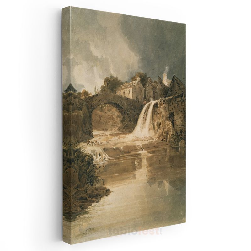 J.M.W. Turner - Taş Köprü ve Şelale Kanvas Tablo