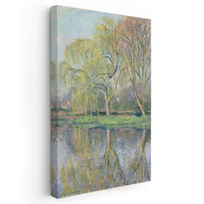 Claude Monet - Bahar Ağaçları ve Göl Kanvas Tablo