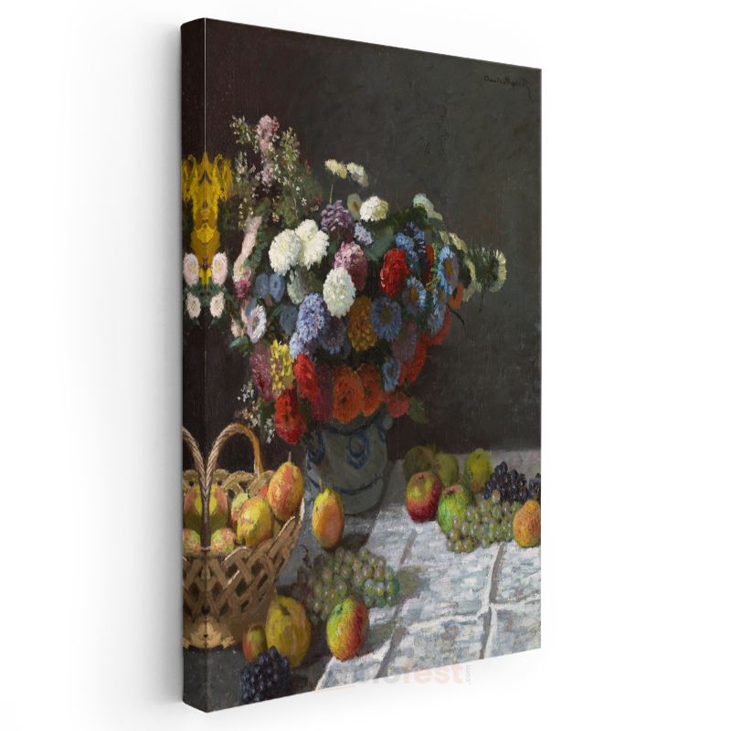 Claude Monet - Çiçekler ve Meyveler Natürmortu Kanvas Tablo