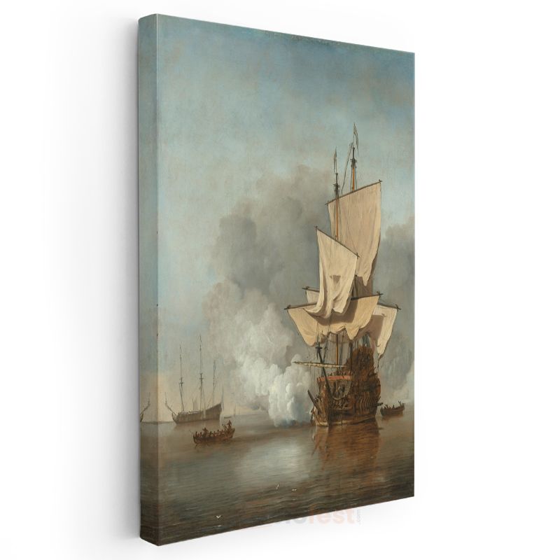 Willem van de Velde - Denizde Yelkenliler Kanvas Tablo