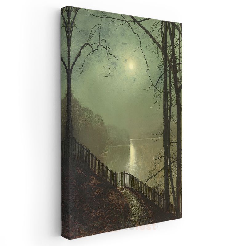 John Atkinson Grimshaw - Göl Kenarında Ay Işığı Kanvas Tablo