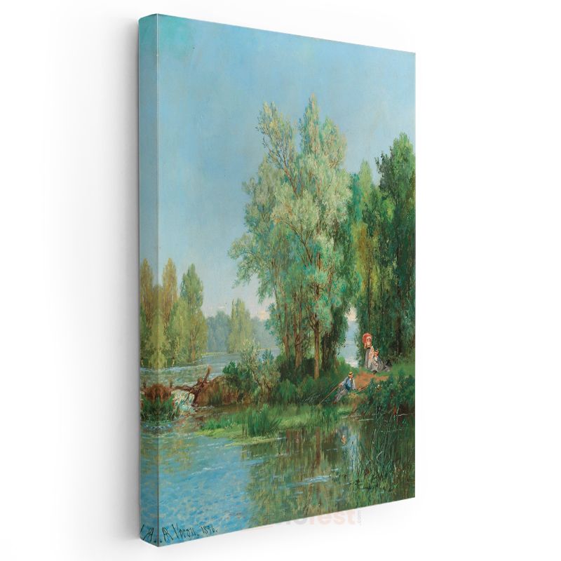 Frits Thaulow - Nehir Kıyısında Dinlenenler Kanvas Tablo